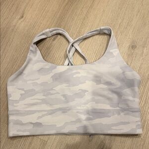 lululemon athletica Light Gray Camo Strappy Sports Bra